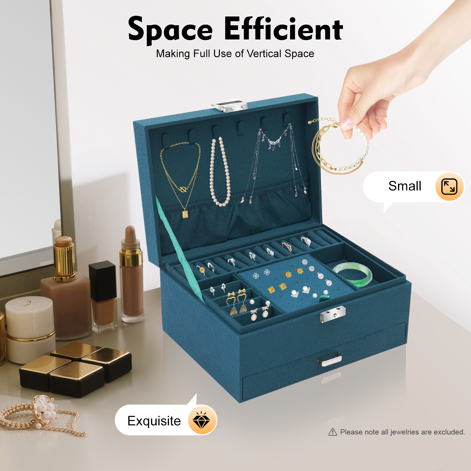 3-Tier Dark Green Jewelry Box  - Drawer Organizer Peg recensie en prijs